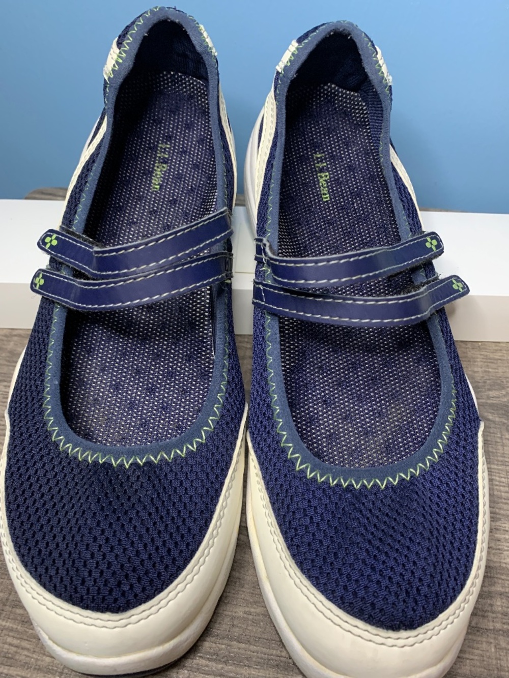 LL Bean blue mesh Mary Jane flat